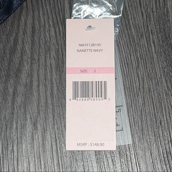 NWOT Nanette Lepore pleated NAVY midi dress - Picture 3 of 8